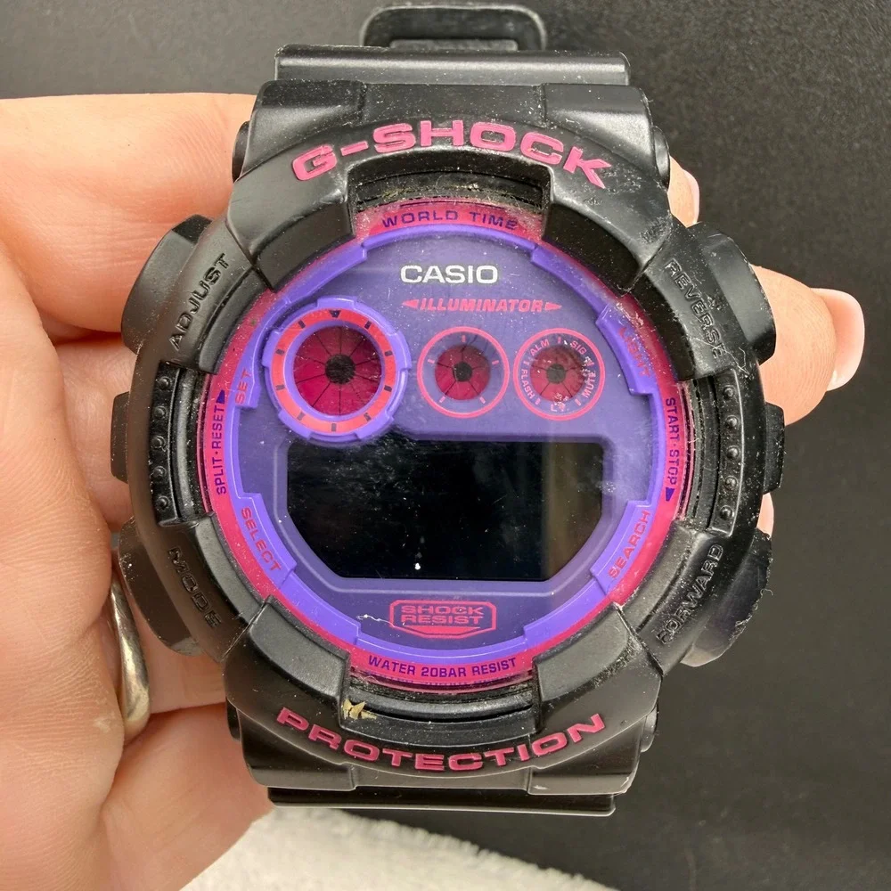 Casio G-Shock GD-120N Watch Black Purple Pink NOT WORKING